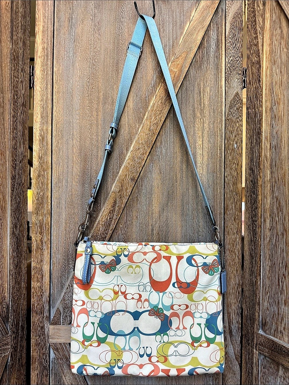Coach Optic Butterfly Signature C Sateen Canvas Crossbody Shoulder Bag